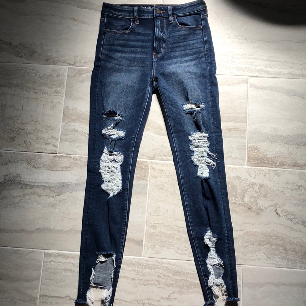 American eagle high waisted ripped jeans